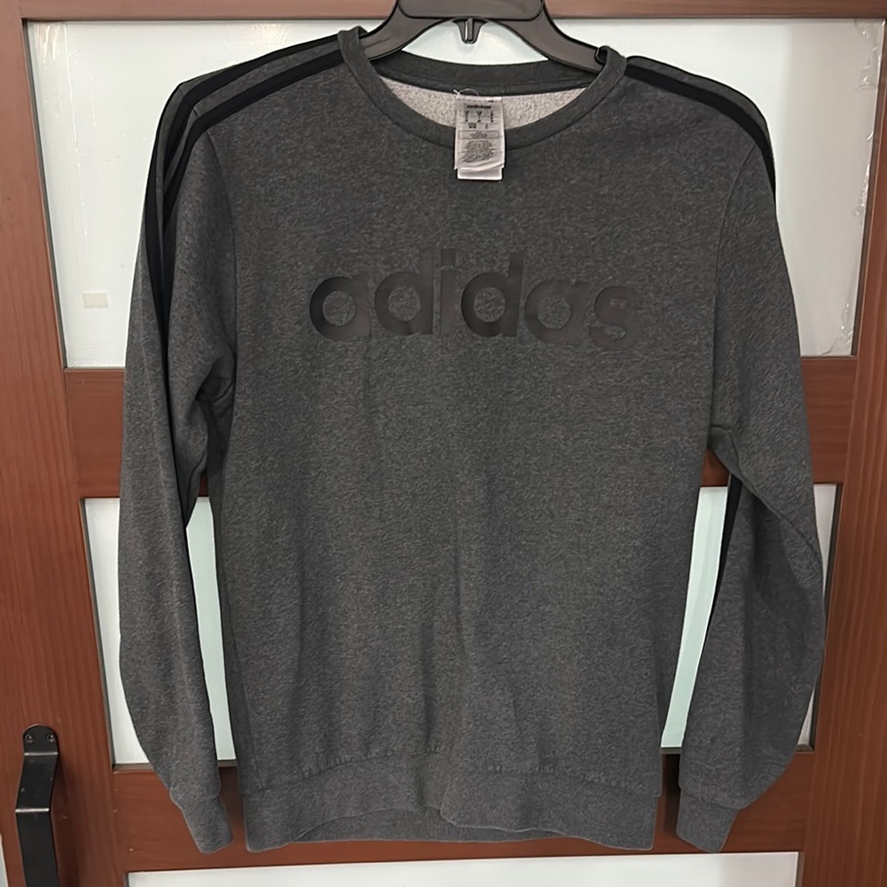 Adidas Gray and Black Crew Neck Sweatshirt